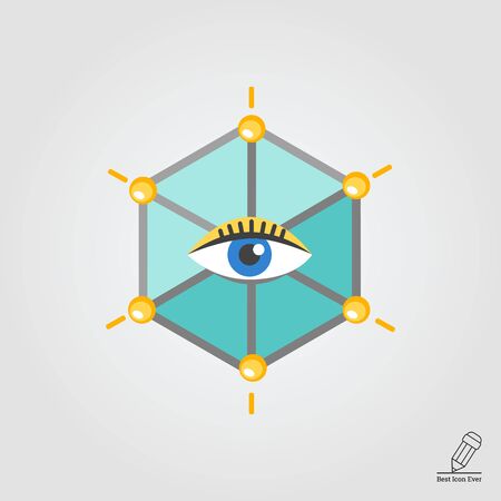 Icon of human eye in hexagonのイラスト素材