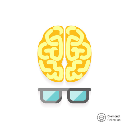 Icon of brain with glassesのイラスト素材
