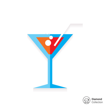 Icon of cocktail glass with straw and fizzy drinkのイラスト素材
