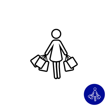 Icon of woman silhouette carrying shopping bagsのイラスト素材