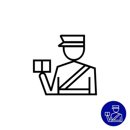 Icon of man silhouette of border control service officer with passportのイラスト素材