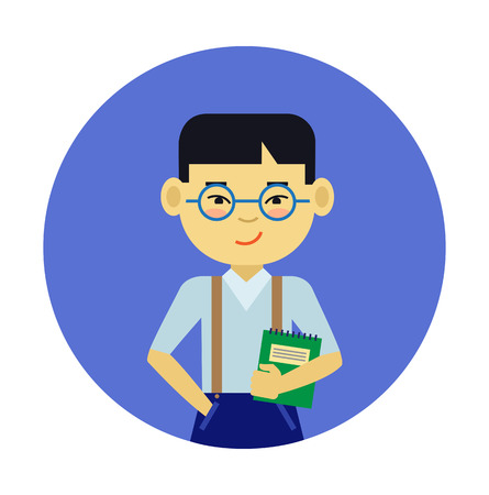 Male character, portrait of smiling Asian school boyのイラスト素材