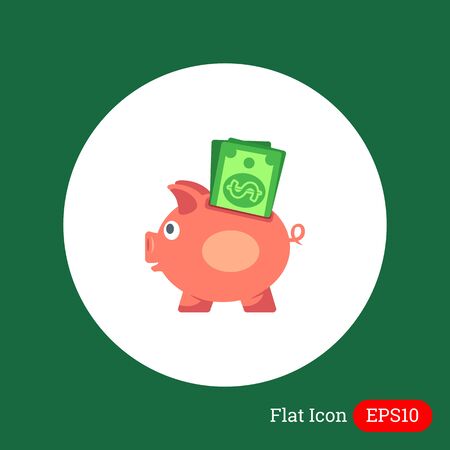 Icon of piggy bank with stuck dollar banknotesのイラスト素材