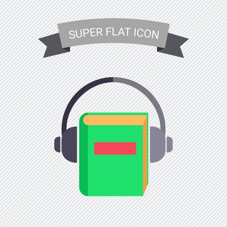 Icon of book with headphonesのイラスト素材