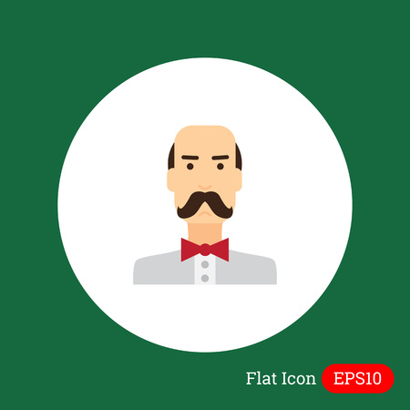 Male character icon, portrait of balding man wearing moustacheのイラスト素材