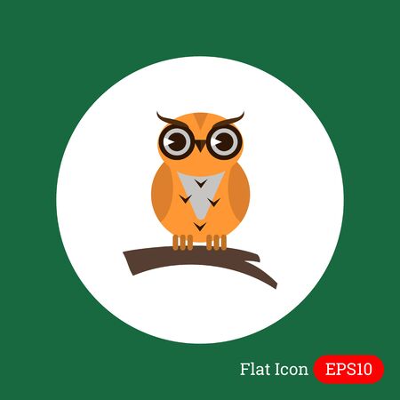 Icon of owl sitting on tree branchのイラスト素材