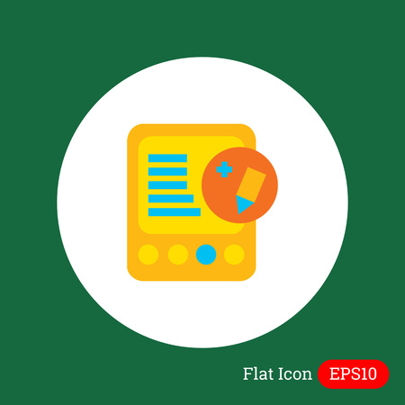 Icon of tablet computer with pencil and plus sign depicting edit iconのイラスト素材