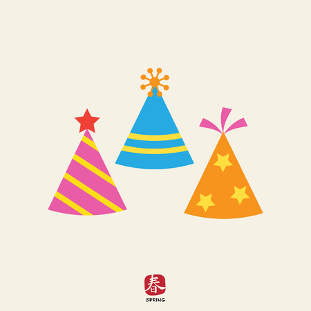 Icon of tree multicolored arty hats having various designのイラスト素材