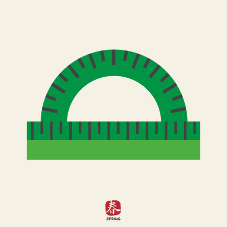Icon of green protractor rulerのイラスト素材