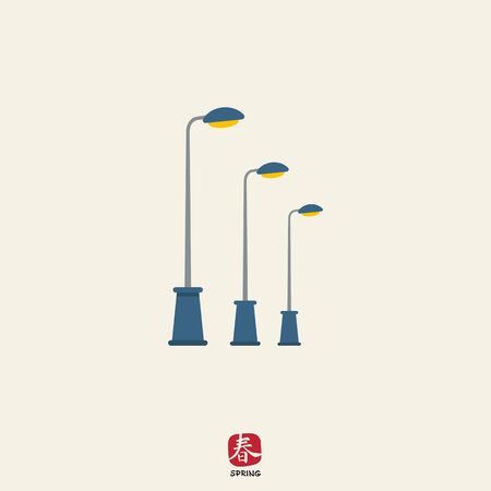 Icon of street lamps standing in rowのイラスト素材