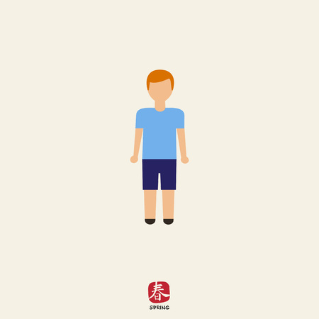 Icon of teenage boy wearing blue t-shirt and shortsのイラスト素材