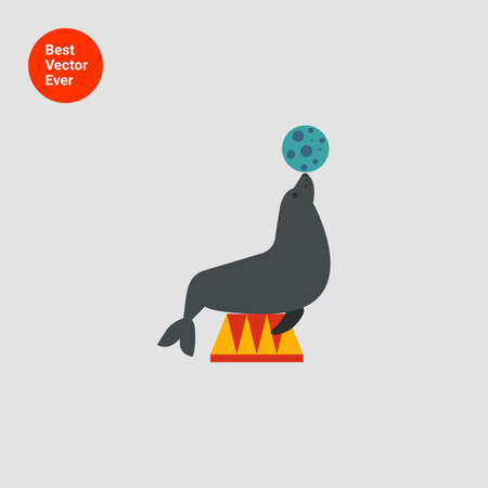 Icon of circus seal holding ball on its noseのイラスト素材