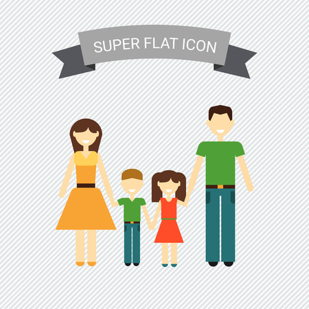 Icon of traditional family consisting of man, woman and two childrenのイラスト素材