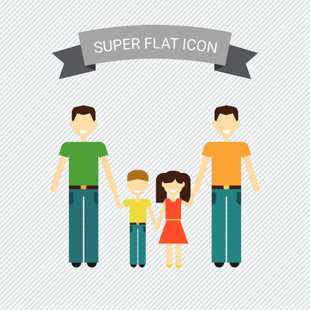 Icon of gay family consisting of two men and two childrenのイラスト素材