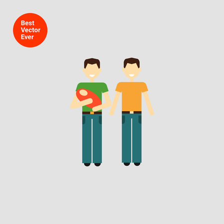 Icon of gay family consisting of two men and one babyのイラスト素材