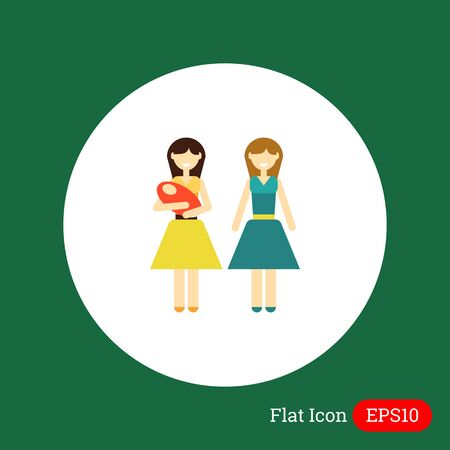 Icon of gay family consisting of two women and one babyのイラスト素材