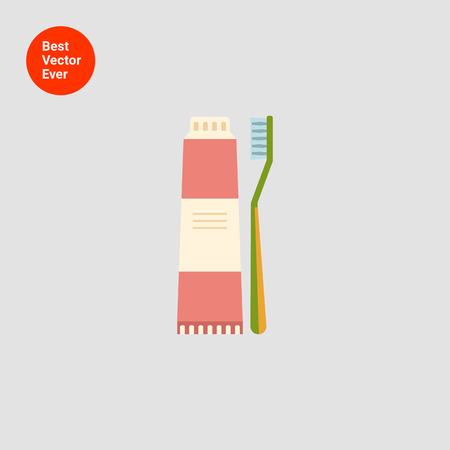 Icon of toothbrush and tube of toothpasteのイラスト素材