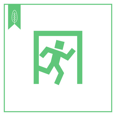 Icon of exit sign with man figure running to doorwayのイラスト素材