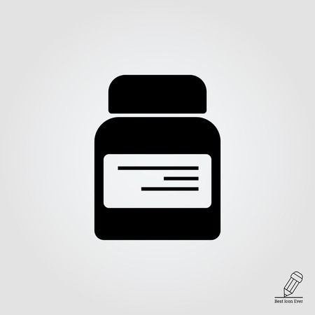 Icon of dietary supplement bottle with labelのイラスト素材