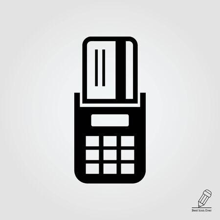 Icon of credit card inserted into POS terminalのイラスト素材