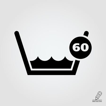 Icon of laundry label Wash at or below 60C signのイラスト素材