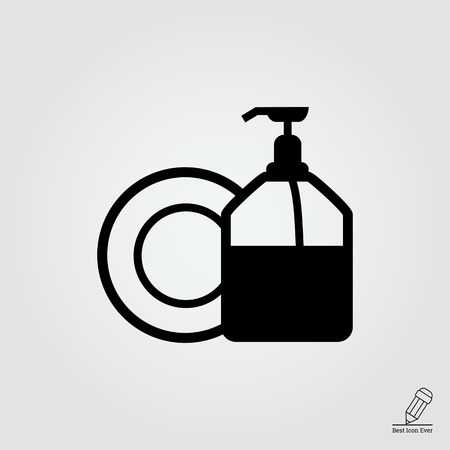 Icon of plate and pump detergent bottleのイラスト素材
