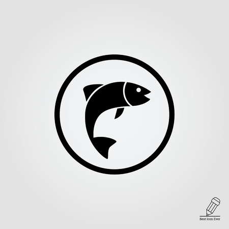 Icon of fish silhouette in circleのイラスト素材
