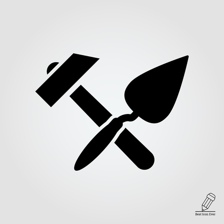 Icon of crossed hammer and trowelのイラスト素材