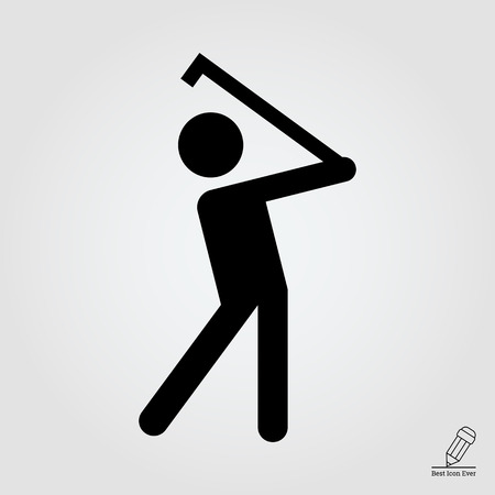 Icon of man silhouette playing golfのイラスト素材