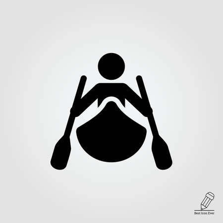 Icon of rowing man silhouette in boatのイラスト素材