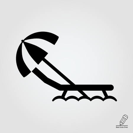 Icon of sunbed with beach umbrellaのイラスト素材