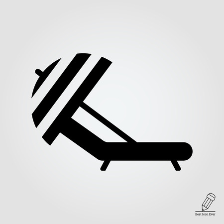 Icon of sunbed with beach umbrellaのイラスト素材