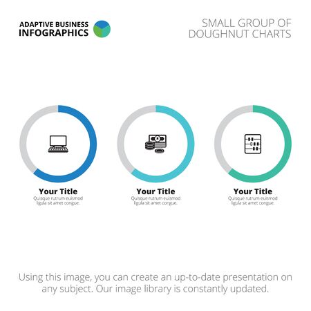 Editable infographic template of small group of doughnut chartsのイラスト素材