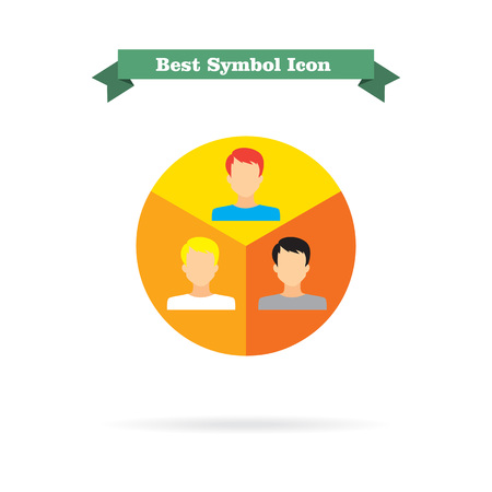 Pie chart with man image in each sectionのイラスト素材