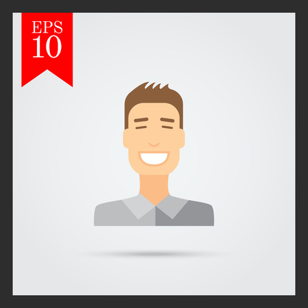 Male character icon, portrait of smiling young manのイラスト素材