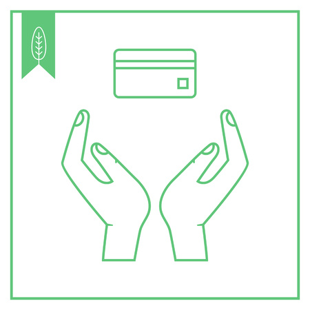 Icon of human hands holding credit cardのイラスト素材