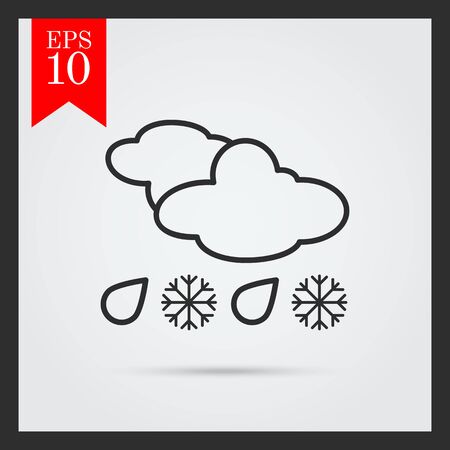 Icon of clouds with falling snowflakes and raindropsのイラスト素材