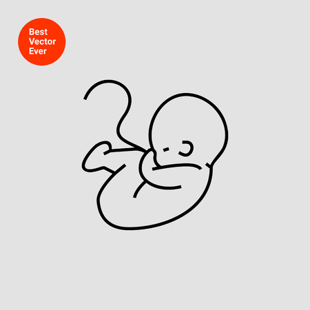 Icon of fetus with umbilical cordのイラスト素材