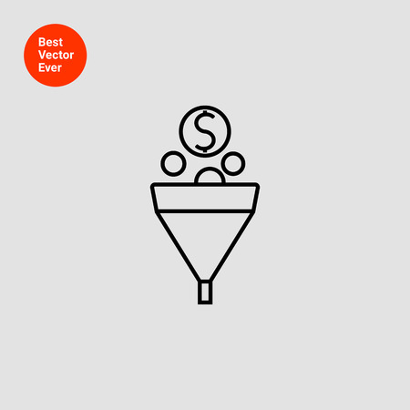 Icon of funnel with coins falling into itのイラスト素材