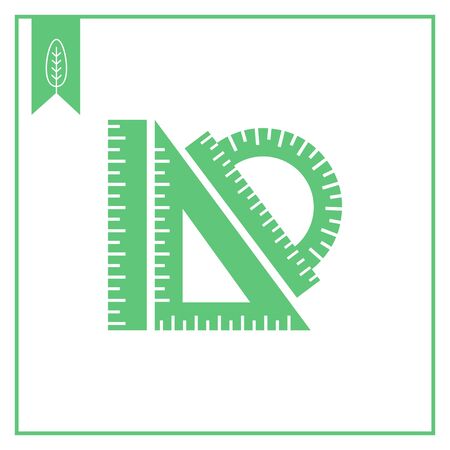 Vector icon of protractor ruler, set square, rulerのイラスト素材