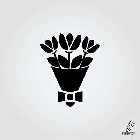 icon of flower bouquet with bowのイラスト素材
