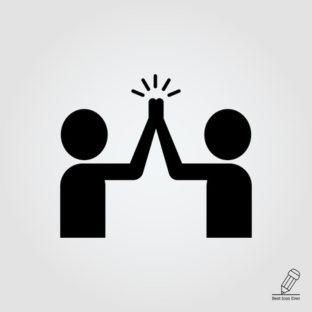 icon of two men silhouettes giving high fiveのイラスト素材