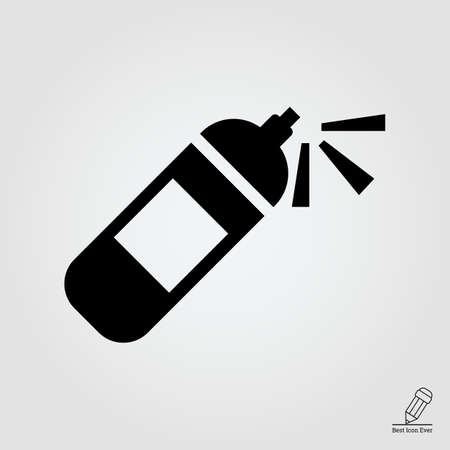 Vector icon of operating fire extinguisher silhouetteのイラスト素材