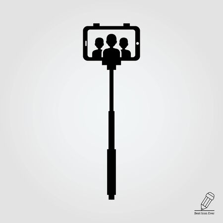 Vector icon of selfie stick with smartphoneのイラスト素材