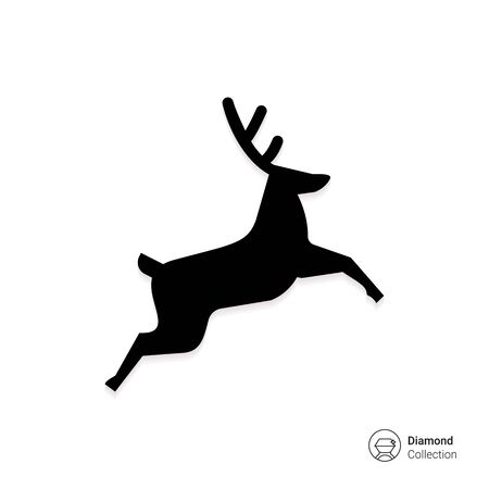 Vector icon of jumping festive Christmas reindeerのイラスト素材