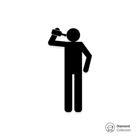 Vector icon of man silhouette holding bottle and drinkingのイラスト素材