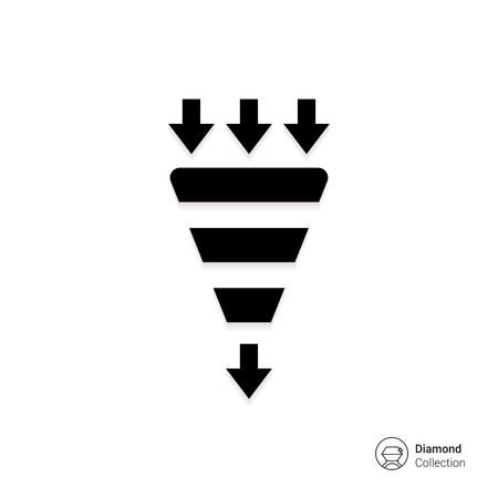 Vector icon of funnel with incoming and outcoming arrowsのイラスト素材