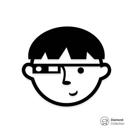 Vector icon of man wearing smart glassesのイラスト素材
