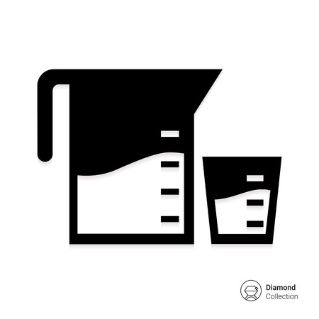 Vector icon of measuring jar and cup filled with liquidのイラスト素材