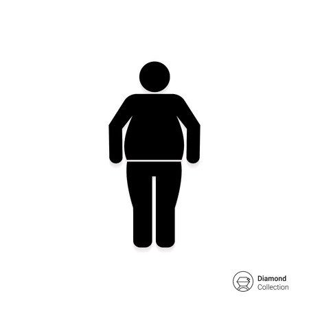 Vector icon of standing obese man silhouetteのイラスト素材